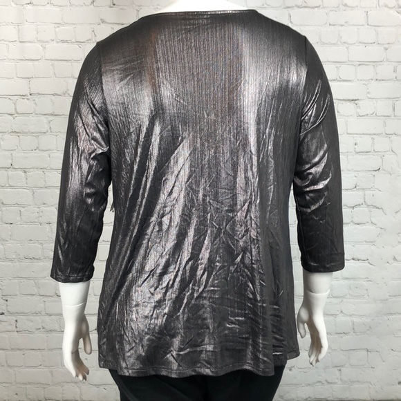 Alfani Metallic Twist Front Top Plus Size 2X - Picture 3 of 6